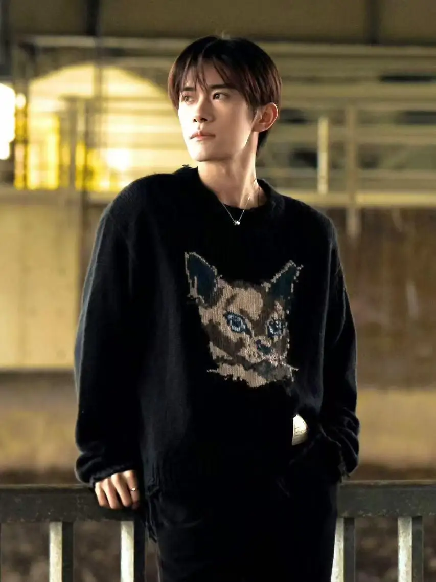 

Вязаный свитшот свободного кроя унисекс, осенне-зимний, новый, повседневный, с дизайнерскими отверстиями, из мягкого материала, модный