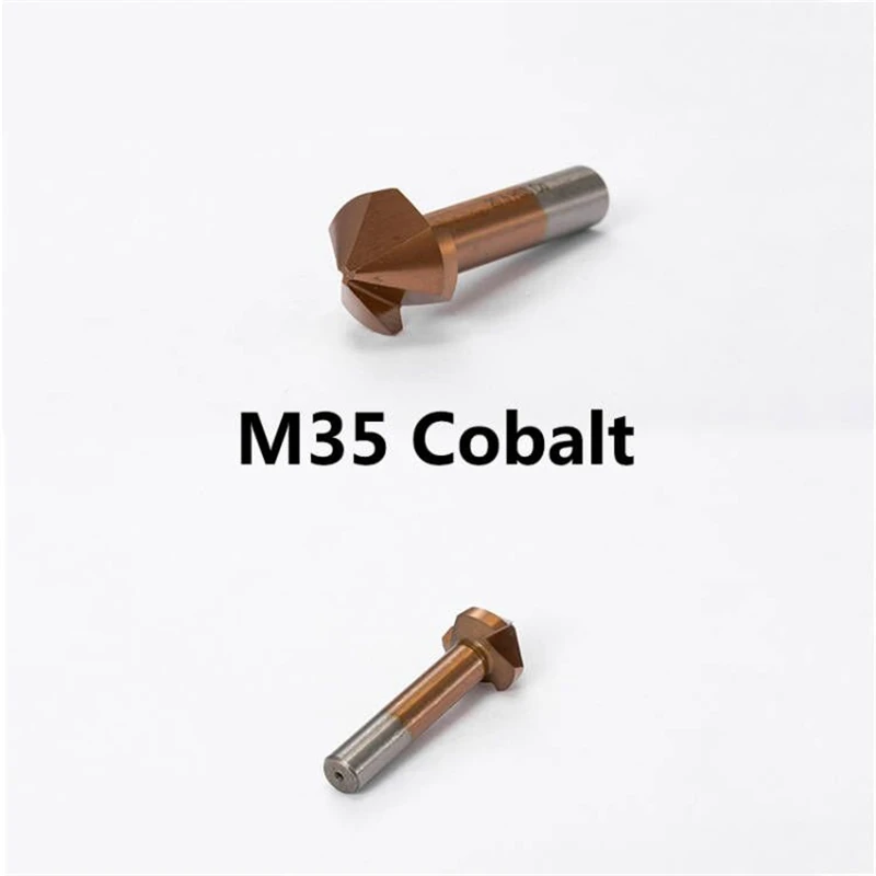 90 Degree M35 Cobalt Chamfer Countersink Drill Bit 3 Flutes Deburring Stainless Steel Reaming Chamfering Cutter 6.3-40mm