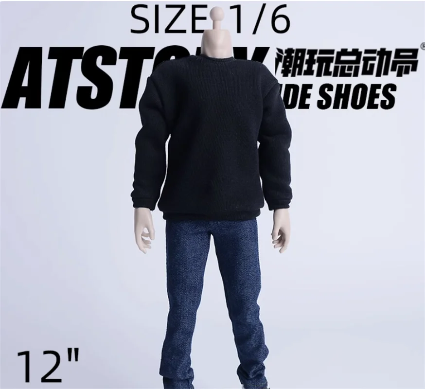 

ATStory 1/6 Male Soldier Fashion Trend Jeans Cowboy Pants Sweatshirt Model Accessories Toys Fit 12'' Action Figure Body In Stock