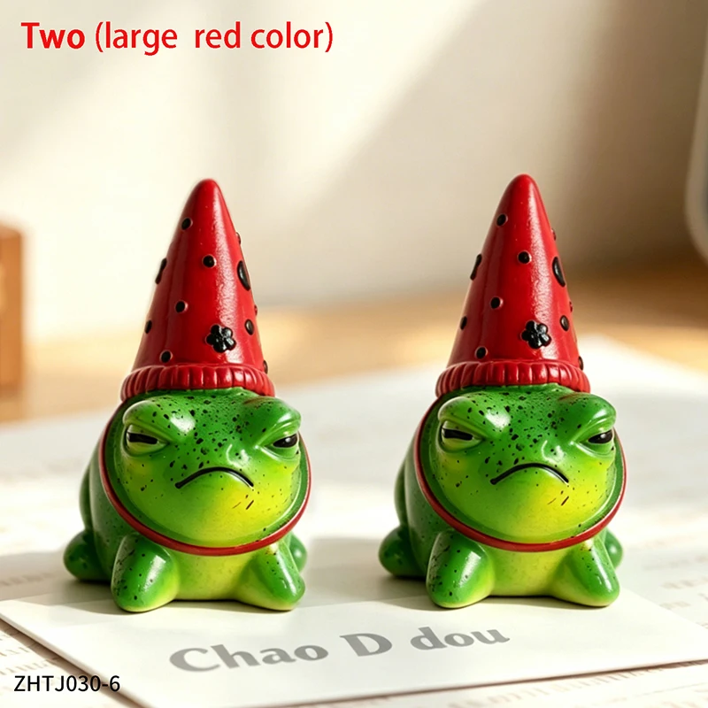 Niedliche Grummelige Frosch-Figur aus Harz mit Gepunktetem Partyhut für Schreibtisch-Dekoration Lustiges Tier-Ornament Geschenkidee für Freunde