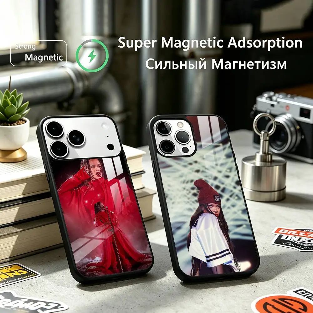 R-Rihanna Trending Singer Phone Case For iPhone17,16,15,14,13,12 Plus,Pro Supports Magnetic Wireless Charging