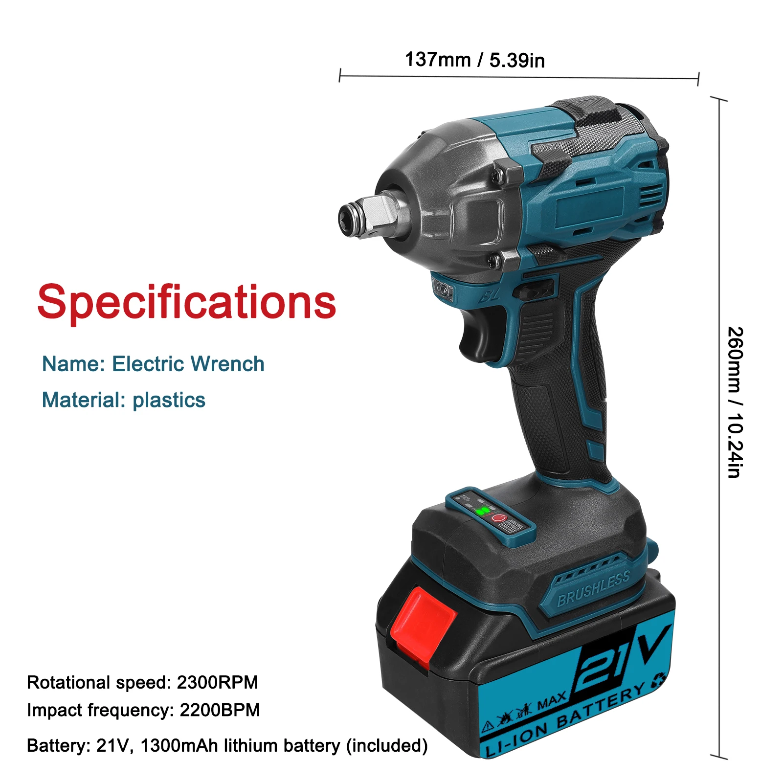 21V Electric Wrench Brushless Motor High Torque Power Tools with Forward and Reverse Rotation Ways Switching Household Drill