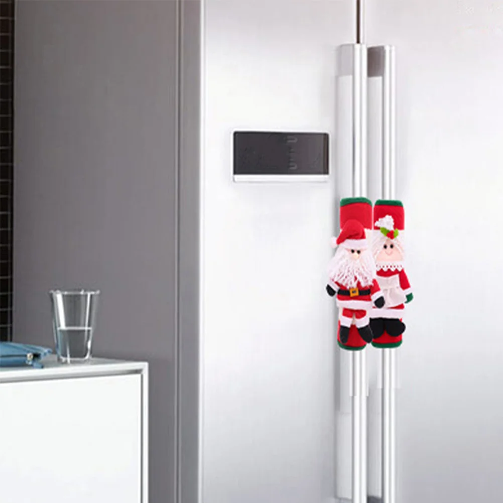 

4Pcs Refrigerator Door Handle Covers Santa Claus Design Kitchen Appliance Protector Cover Fridge Oven Dishwasher Handle Covers