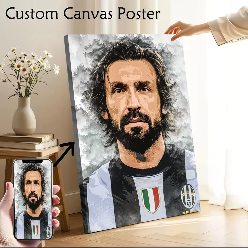Andrea Pirlo Canvas Poster Customizable Printed Canvas Painting Wall Art for Fans Specialty and Themed Home Decor Wand Deko Arts