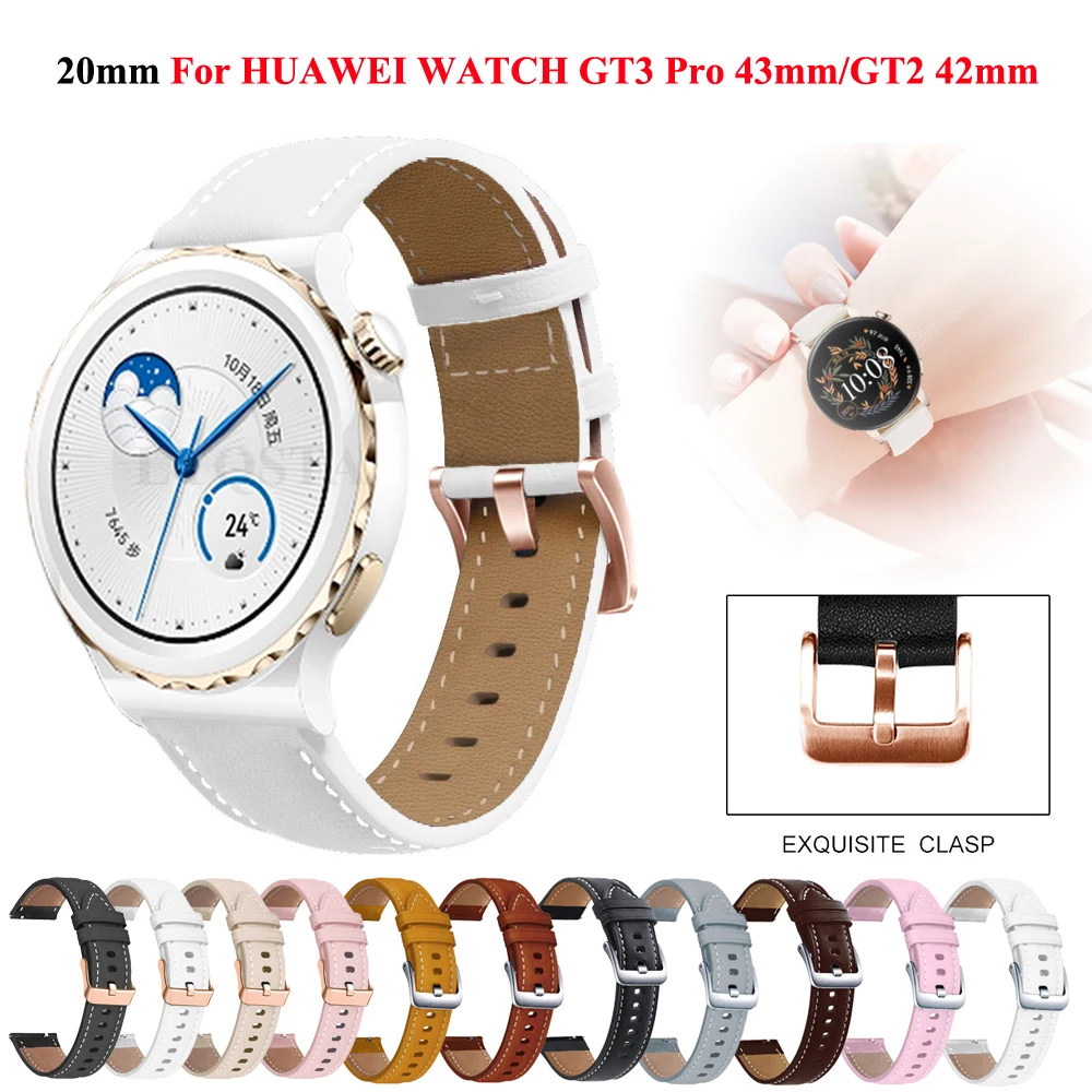 Hot 20mm Rose Gold Buckl SmartWatch Strap For Huawei Watch GT3 GT 3 Pro 43mm Wristband GT 2 GT2 GT3 42mm Watchband Bracelet Belt