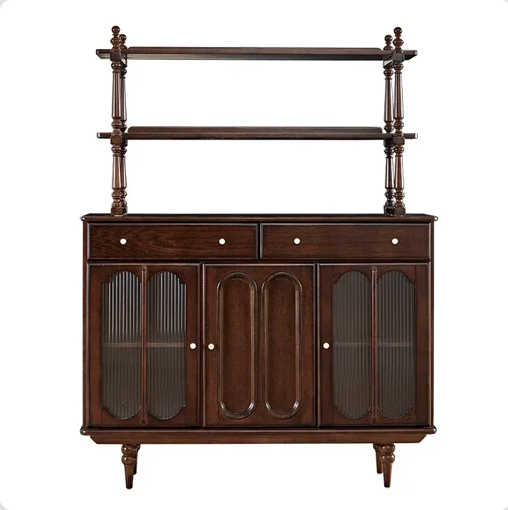 

Solid Wood Sideboard French Retro Locker Living Room Wall High Side Cabinet Bookcase Entrance Cabinet