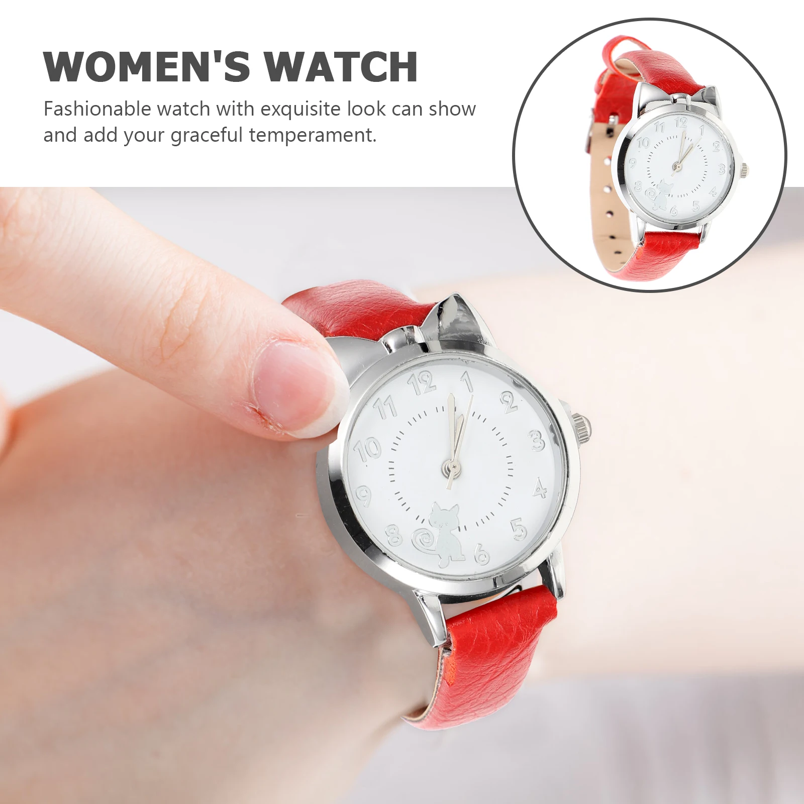 Kitten Figure Quartz Watch Ladies Alloy Wrist Decor Casual Watches Dainty Small Delicate Fashion Elegant Design Long Term