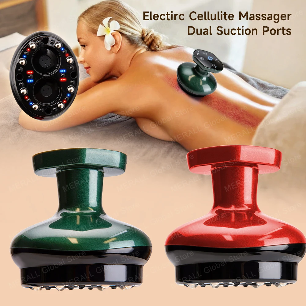

Customizable Electirc Cellulite Massager Vacuum Cupping Device Dual Suction Ports Skin Scraping Massager Guasha Suction Cups