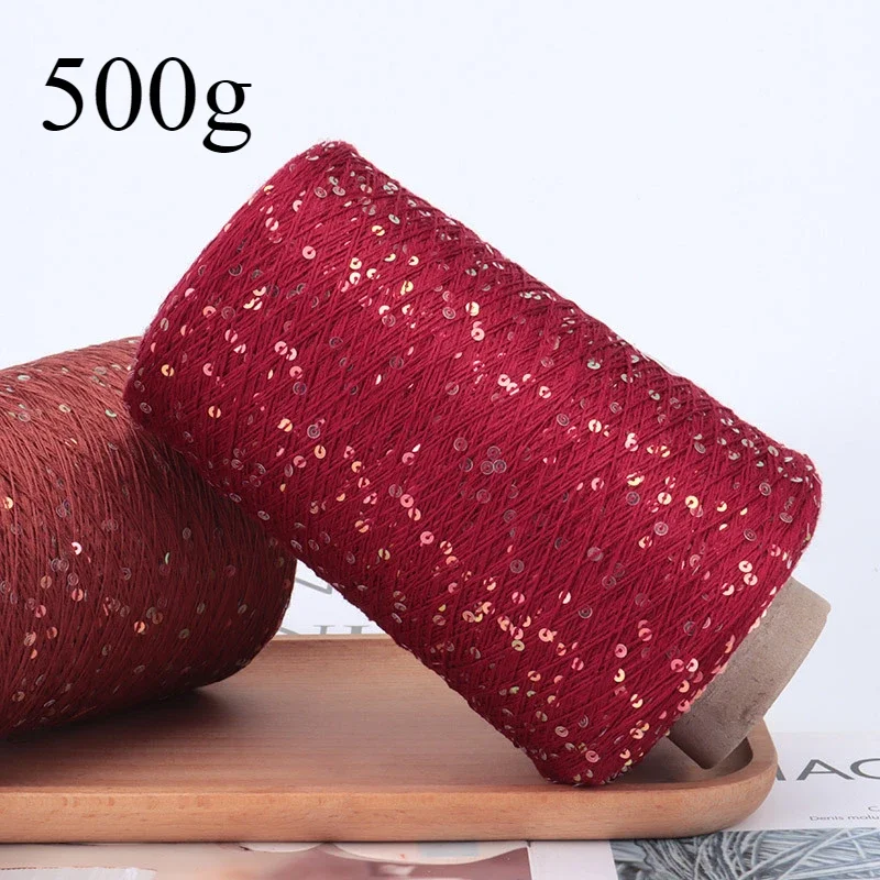 500g High-end Silk Bead Yarn,Hand Woven Yarn Colorful Tencel Sequin Thread,DIY Clothing Shawl Scarf Crochet Thread,4Km/barrel