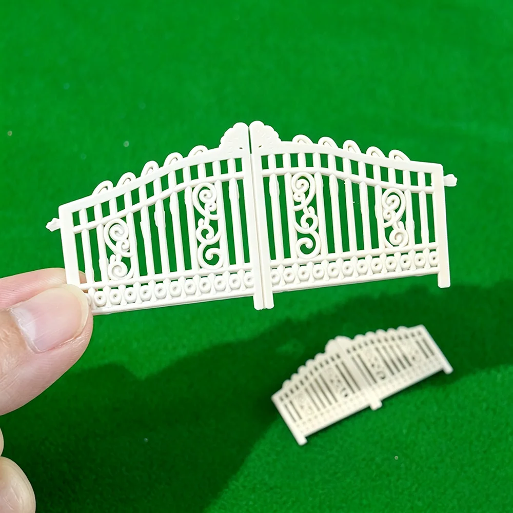 3Pcs Miniature Model White Gate 1:100 1:200 Scale for Making Building Table Courtyard Door Fence Scene Decoration Diorama Kits