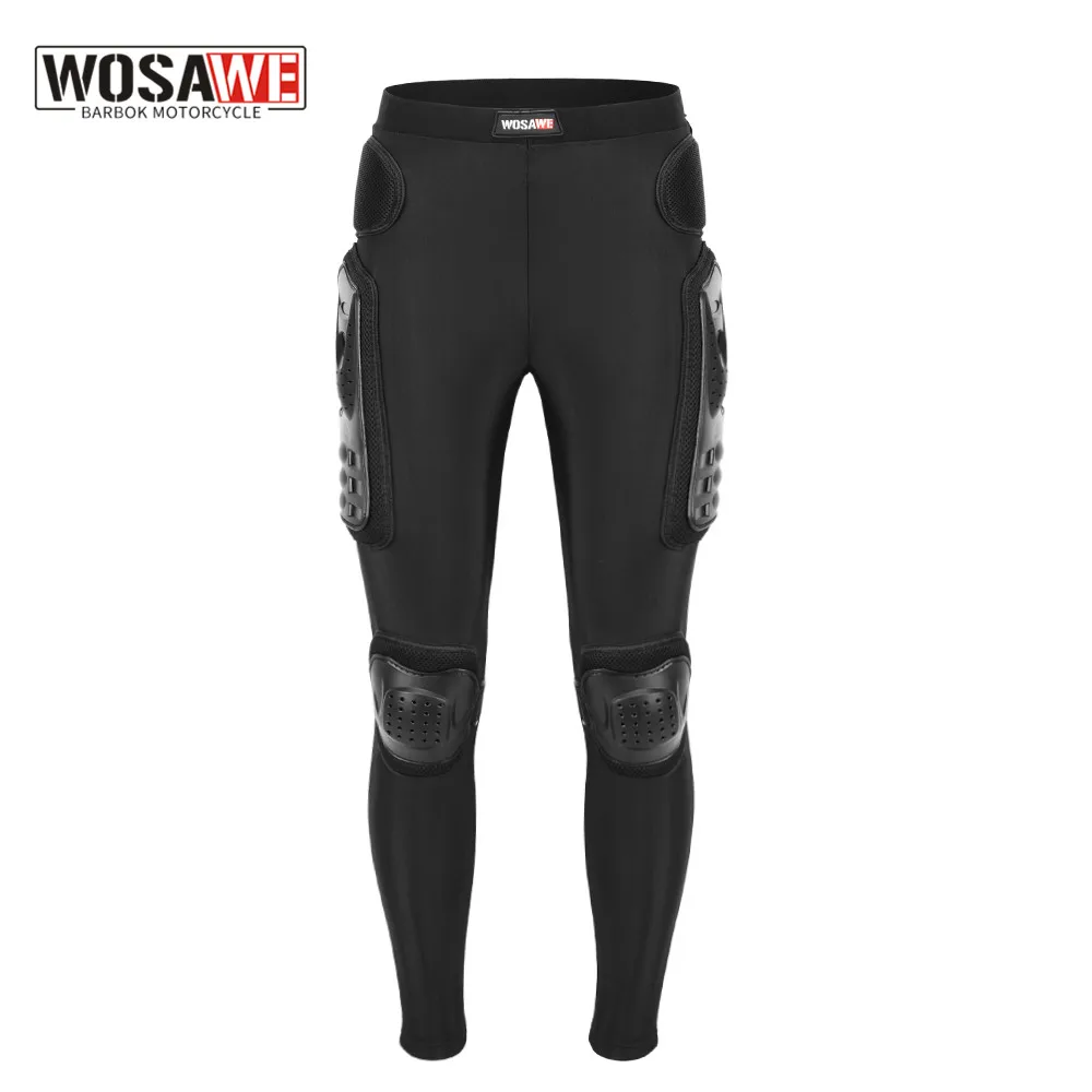 WOSAWE MTB Armor MotorcycleTrousers Knee Crotch Hip Butt Protection Tight Motorbike Motocross Racing Protective Gear Long Pants