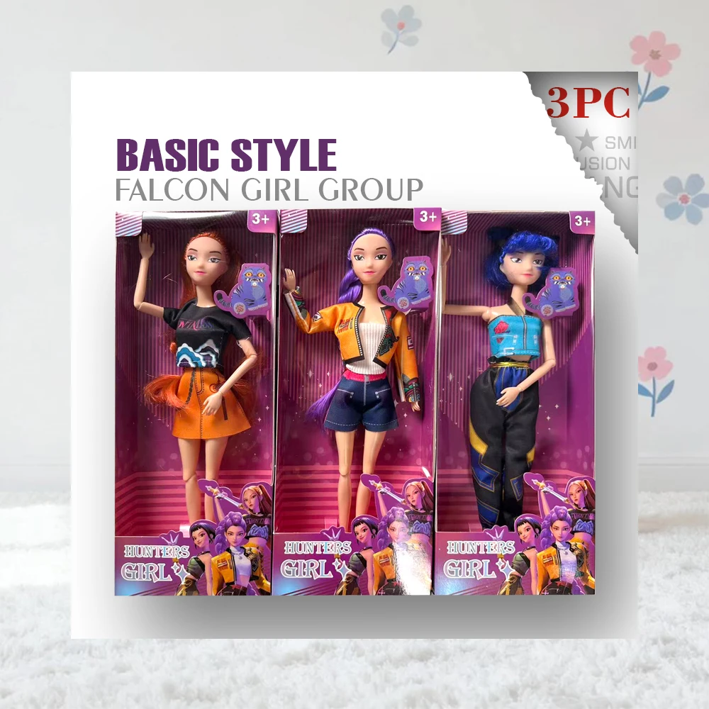 

Kpop Demon Hunters Basic Falcon Girl Group 3PC Dolls High Stylish Durable Must Have Gift For Collectors