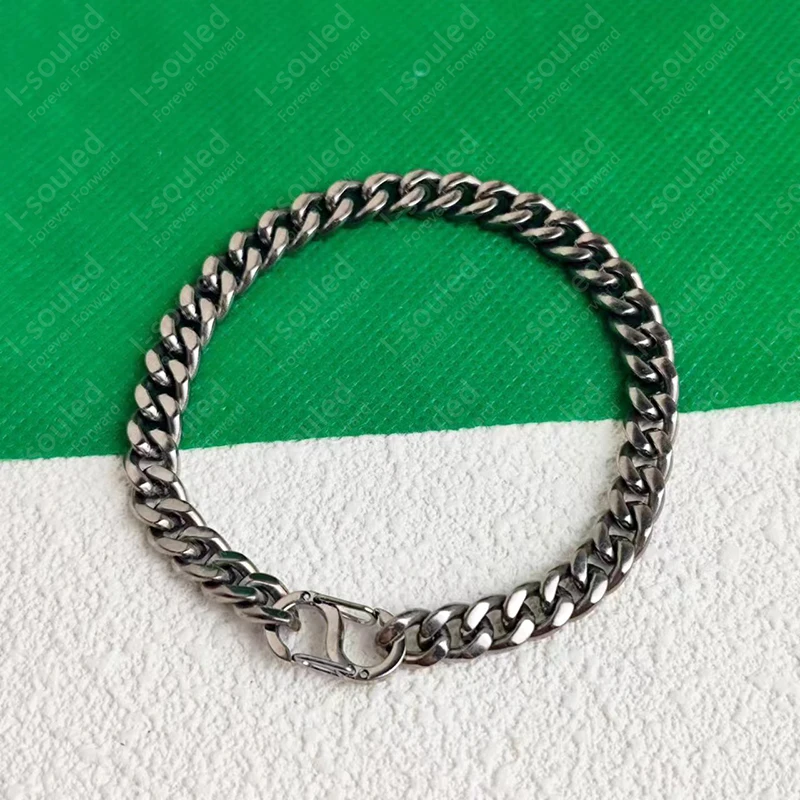 7MM Pure Titanium Flat Curb Bracelet for Men Women Anti Allergy Bracelets Summer Fashion Jewelry