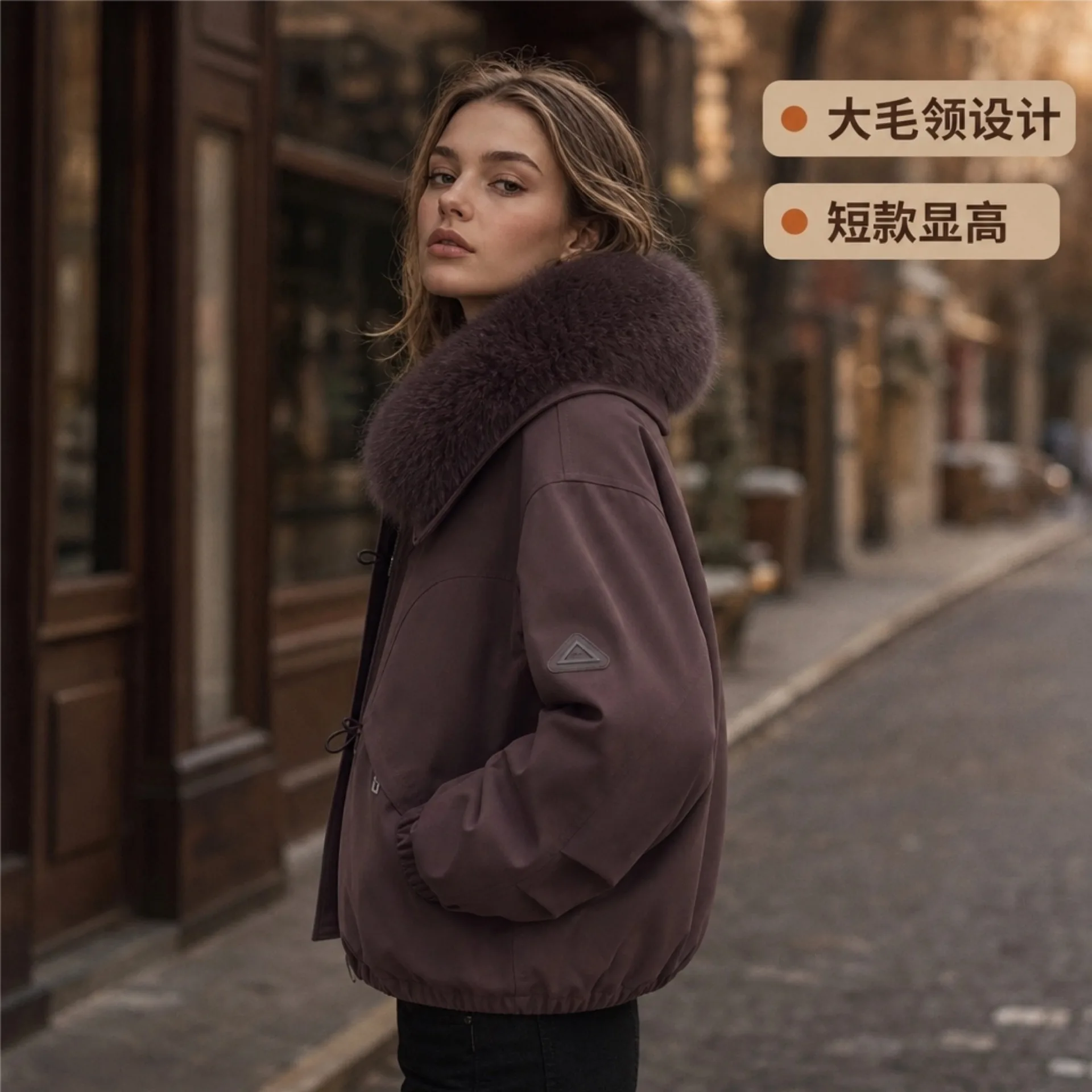 Short Pie Overcomes Women's 2026 Winter Detachable Large Fur Collar Tooling Cotton Clothing Small Thickened Windbreaker Jacket