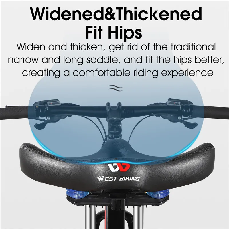 WEST BIKING Widen Bicycle Seat Super Comfortable Ergonomic Bicycle Saddle Road MTB Bike Shockproof Cycling Seats Soft Cushion