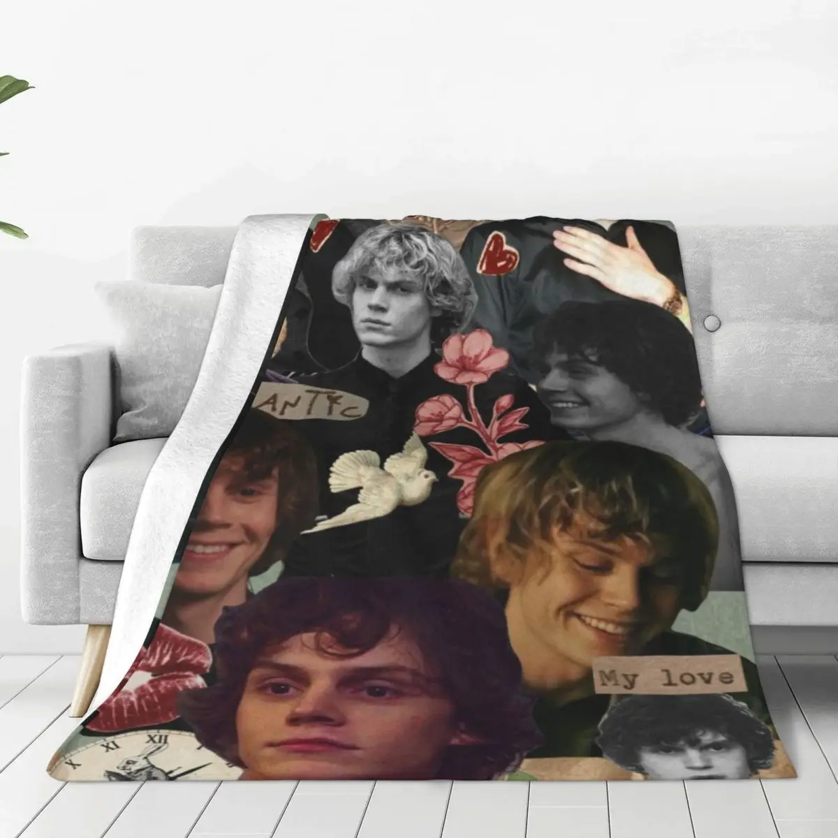 Evan Peters Super Soft Blanket Funny Actor Photo Picnic Bedding Throws Winter Funny Custom Flannel Bedspread Sofa Bed Cover