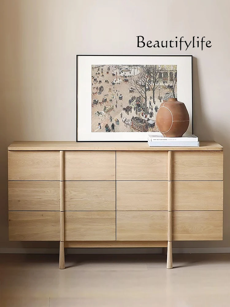 

Nordic Minimalism Solid Wood Chest of Drawers Japanese Style Log Style Bedroom Storage Cabinet Living Room Chest of Drawer