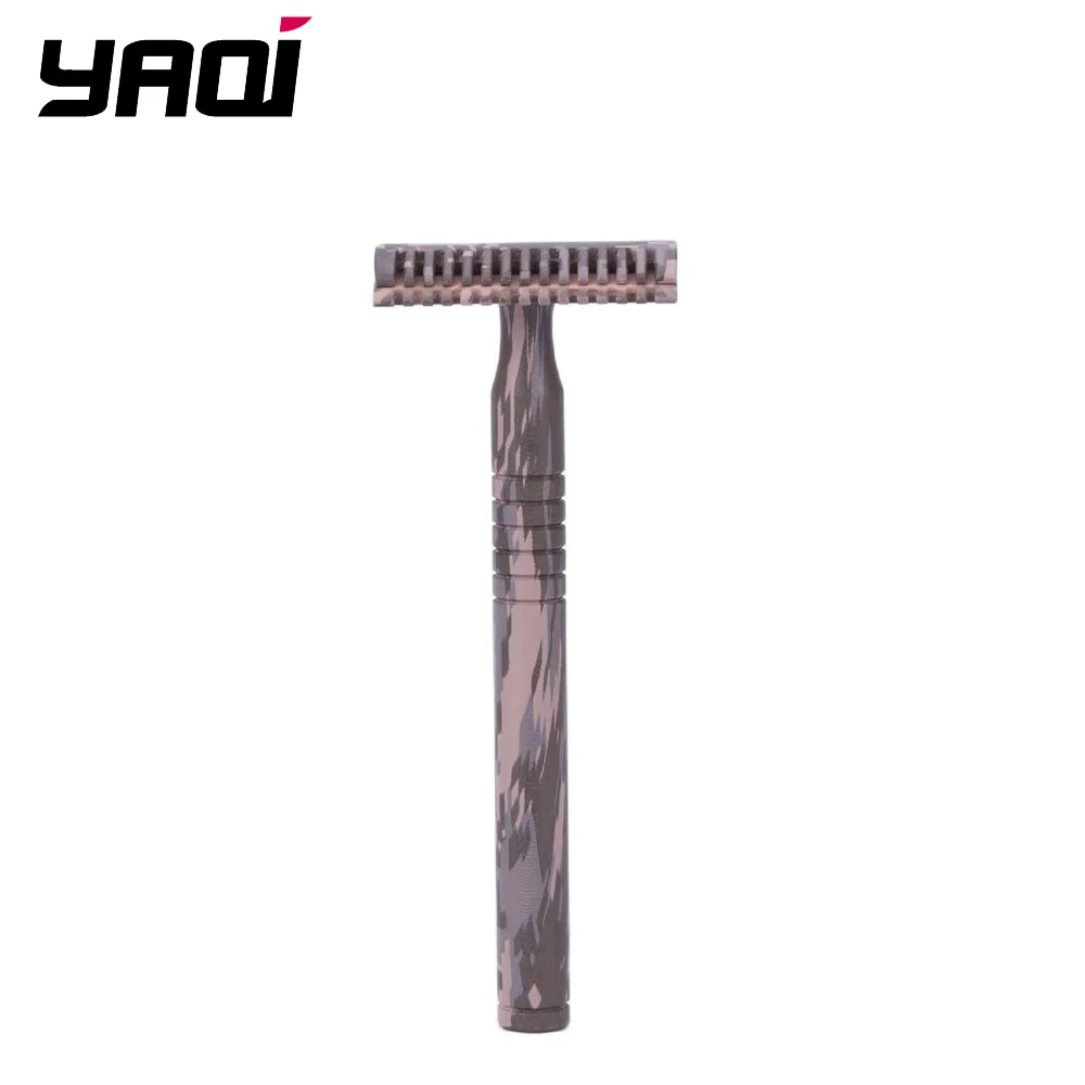 YAQi  Camouflage Color Brass Handle 3 pcs Men Safety Razor Travel Set