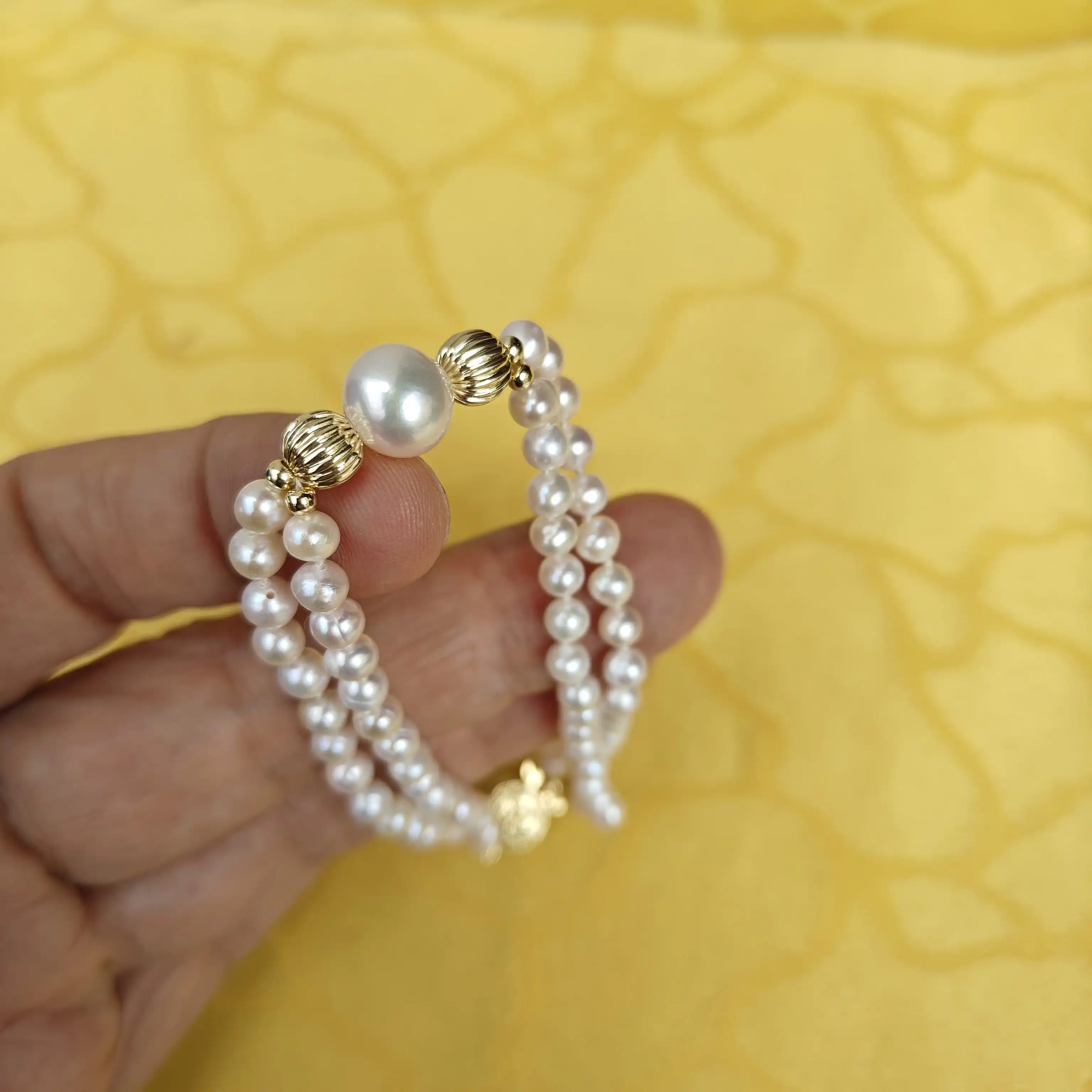 Customizable 2Rows AAA Natural White South Sea Pearl Bracelet Set Apply Any Occasion