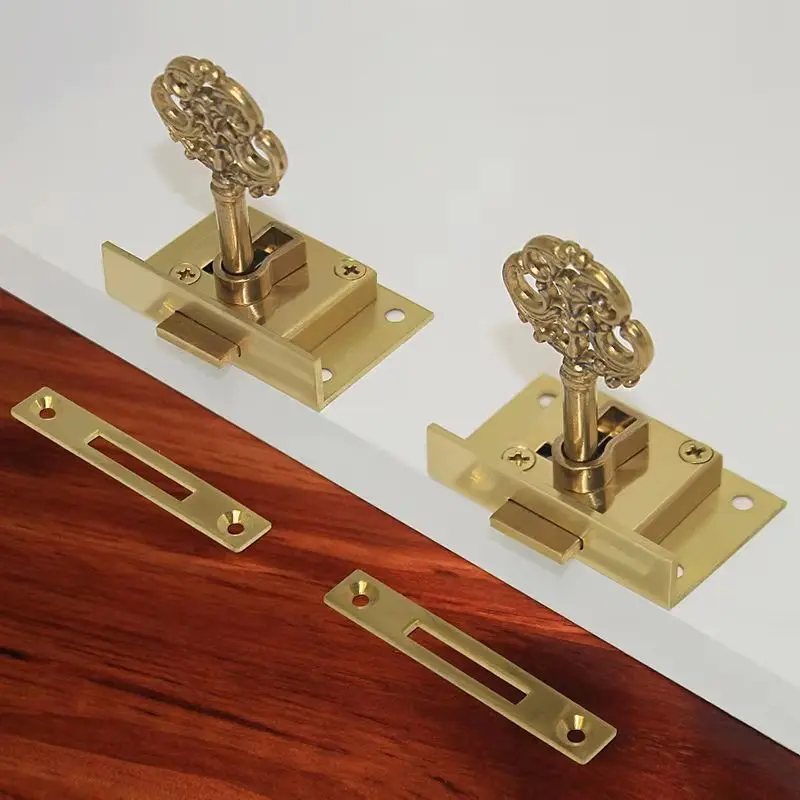 10PCS Pure Brass European Antique Drawer Cabinet Locks Cupboard Locker File Cabinet Locks Wood Case Box Dresser Lock+Key+Screws