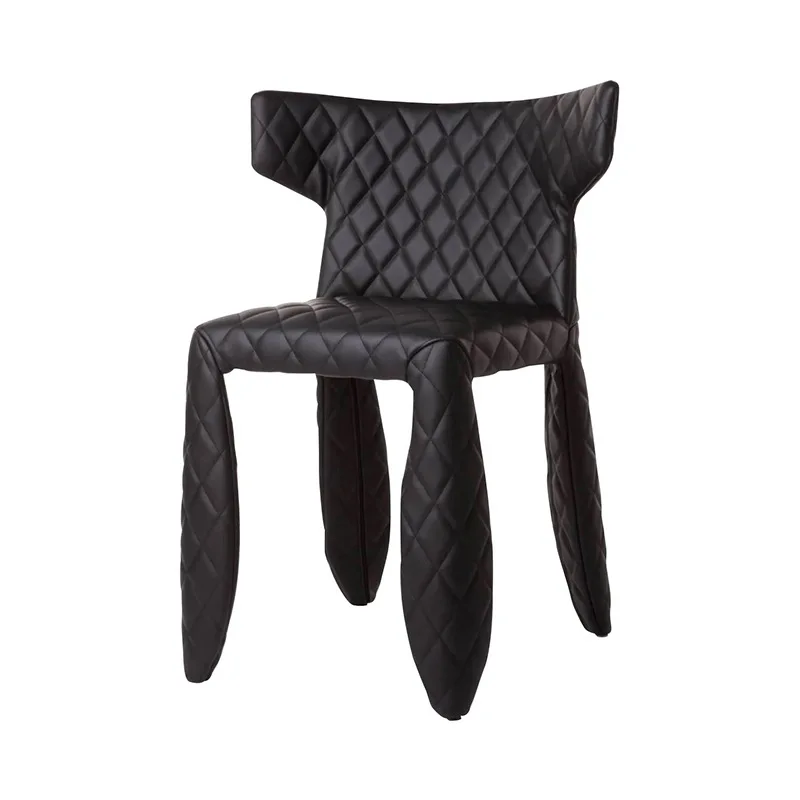 

Italian Minimalist Chair Rhombus Horn Leather Dining Chair