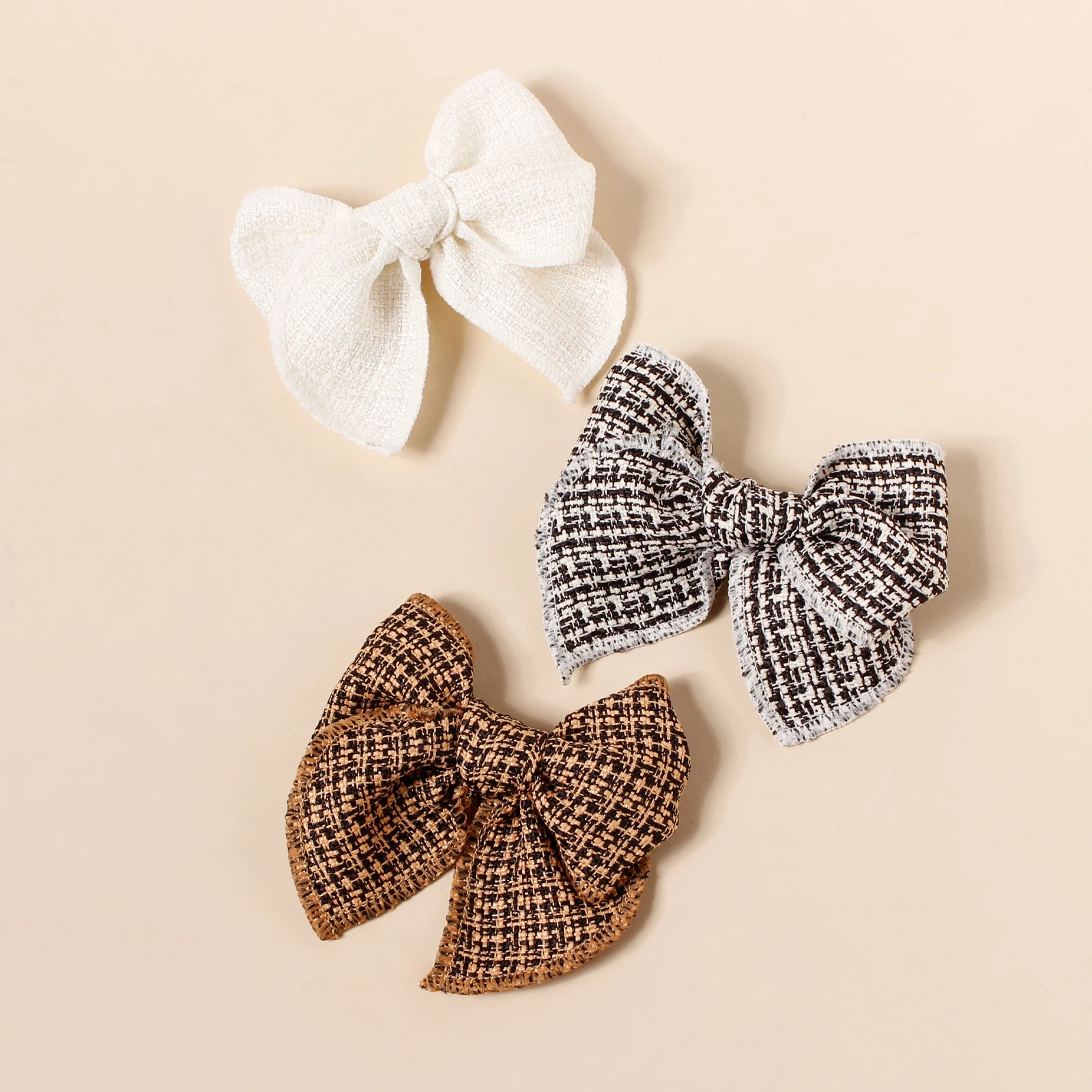 3Pcs/Set Children Linen Butterfly Clips Girls Retro Ponytail Barrettes Kids New Design Fashion Hair Accessories