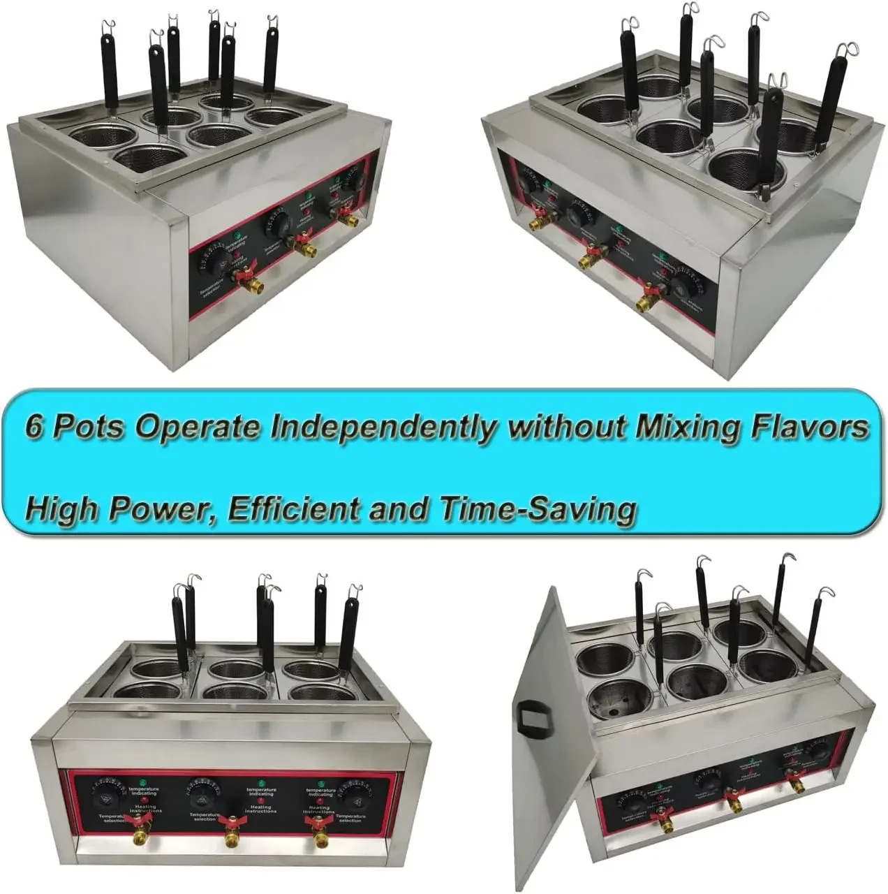 Pasta Cooker with 6 Noodle Filter Electric Pasta Cooking Machine Multifunctional Pasta Warmer Noodles Cooker 6KW for Cooking Dum