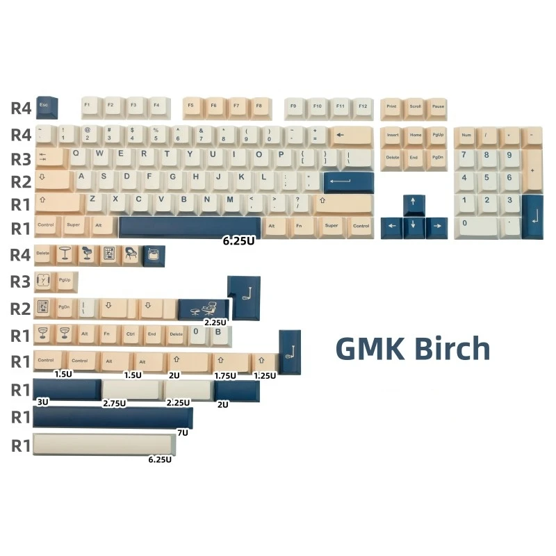 

142 клавиши/набор GMK Birch Keycap PBT Dye Subbed Keycaps Cherry Profile Key Caps для 61 64 68 84 87 96 980 104 Alice HHKB ISO Enter