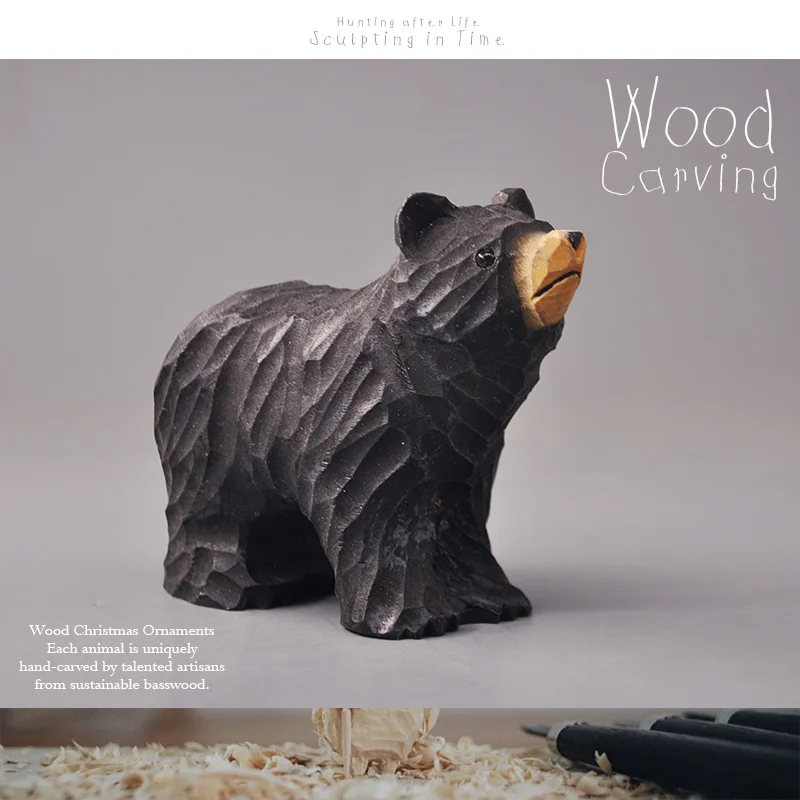 รูปปั้นสัตว์แกะสลักไม้ รุ่นนกฮูก นกกระจอกเทศ หมีดำ นกฟลามิงโก้ กวางเอลก์ งานแกะสลักมือโดยช่างผู้เชี่ยวชาญ งานไม้เนื้อแข็ง ของตกแต่งสะสม ของเล่นตั้งโต๊ะ