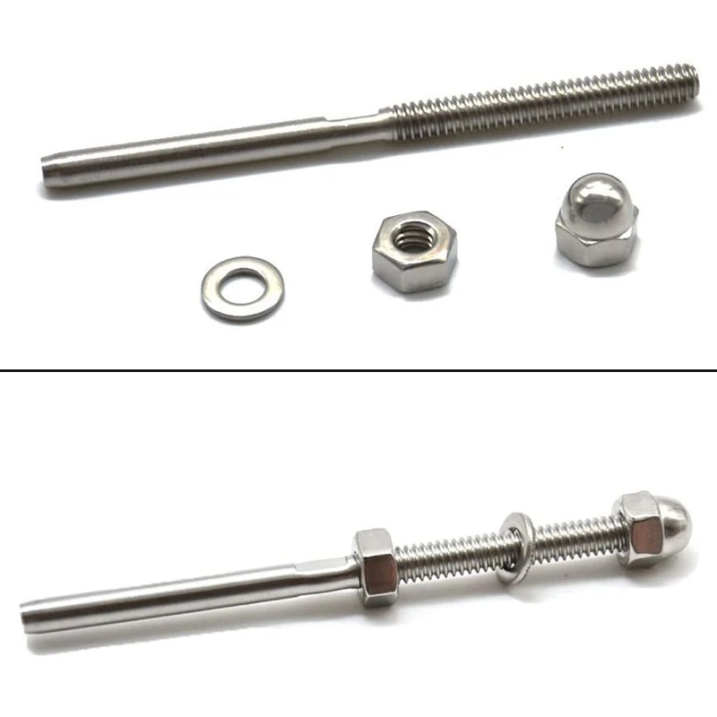 Promotion! 20 Pairs 1/8 Inch Cable Railing Kits 30 Degree Beveled Washer Threaded Stud Tension End Fitting Terminal For Decking