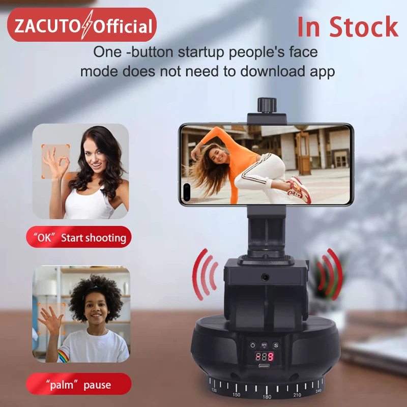 

ZACUTO YT-1200 Face Tracking Rotation Panoramic Remote Control Pan Tilt Motorized Tripod head Electric head for Phones Cameras