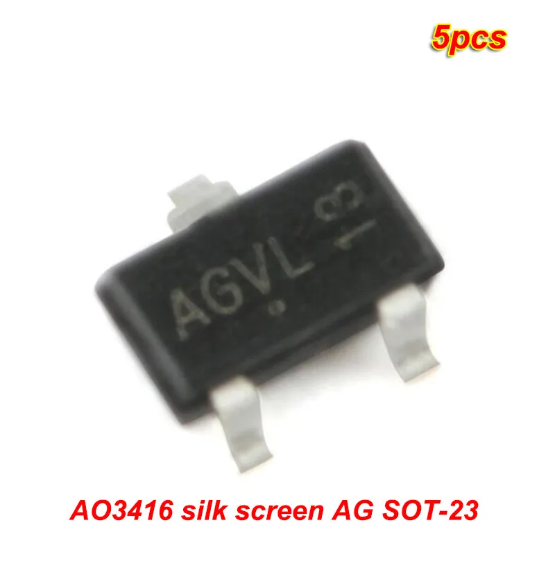 5pcs AO3416 silk screen AG SOT-23N channel 20V/6.5A MOSFET Field effect transistor