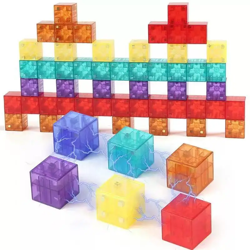3D Transparent Magnetic Cube Kids Magic Puzzle Montessori Sensory Toy Kids Intellectual Development Stress Relief Gift