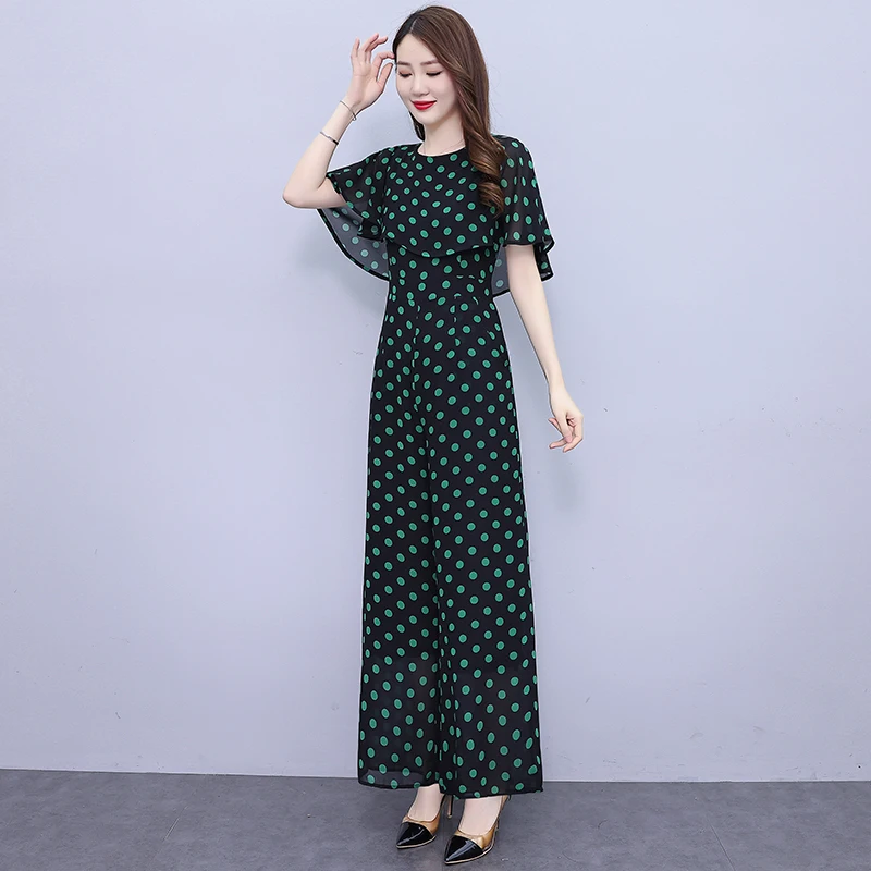 

Jump Suits for Women 2024 Summer New Fashion Polka Dot Temperament High Waist Women's Wide Leg Jumpsuit Streetwear