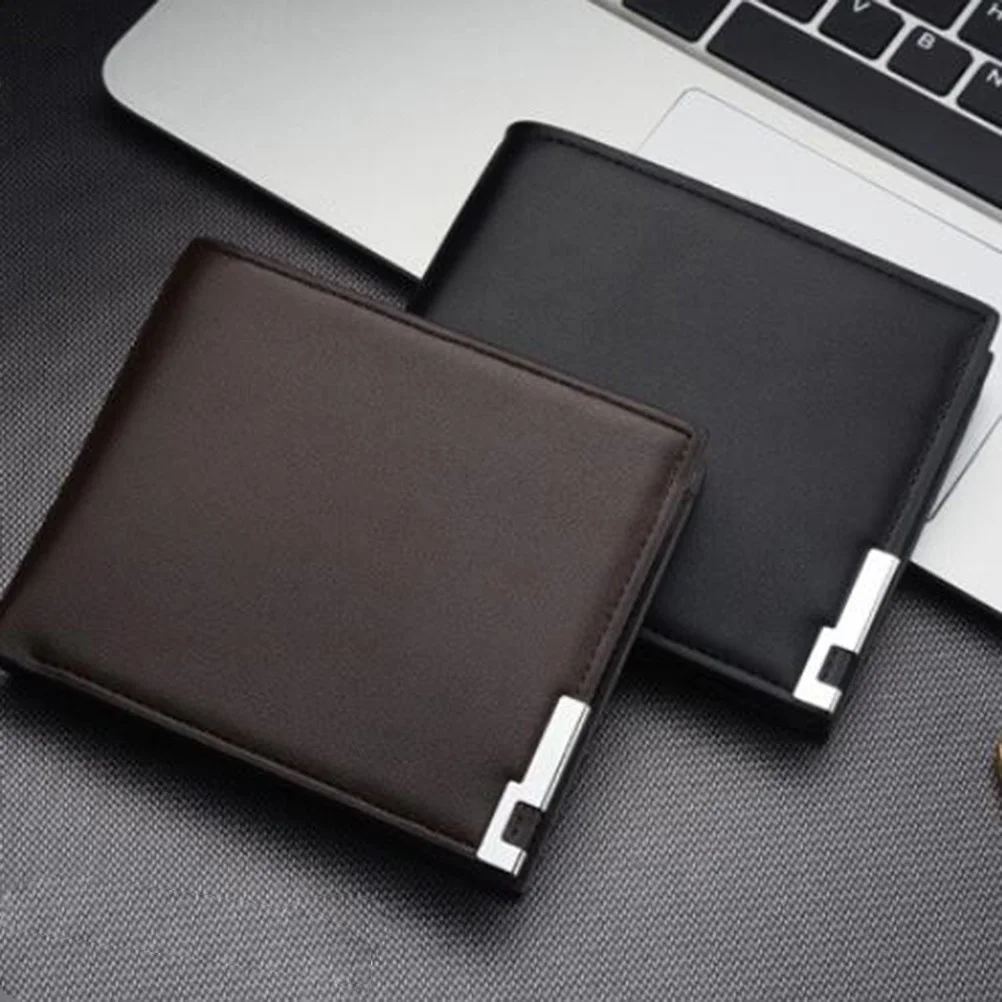 

Black Wallet Pu Men'S Billfold Large Capacity Short Purse Id Holder Retro Gift Christmas