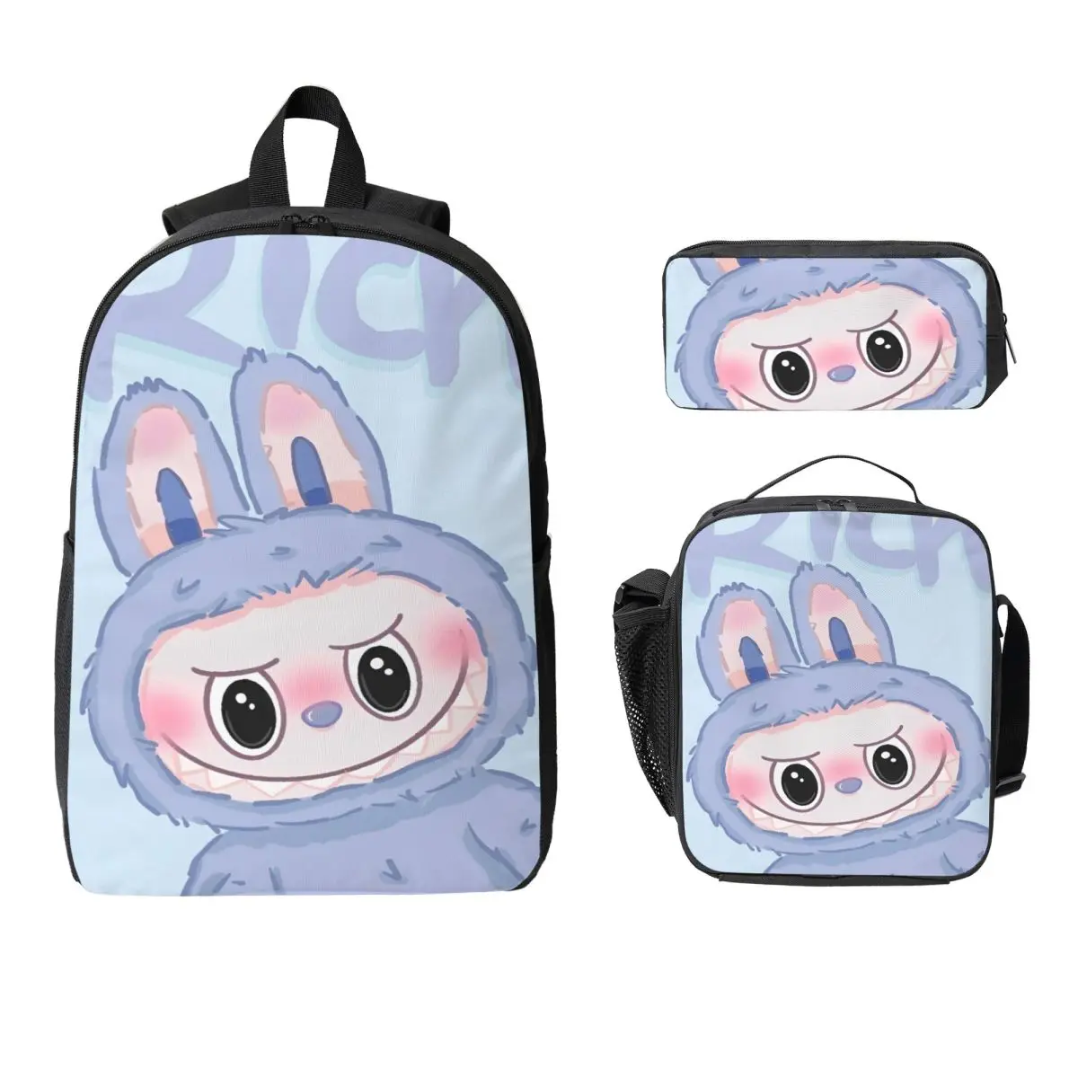 

3Pcs Labubu School bags Set for Girls Boys Pen Bags Backpack Sets with Lunch Box For School Students Daypack