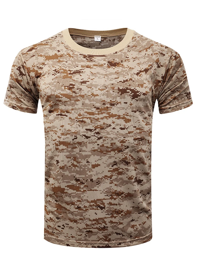 T-shirt mimetica tattica da uomo - T-shirt a maniche corte traspirante ad asciugatura rapida per allenamento estivo all'aperto e attività sportive