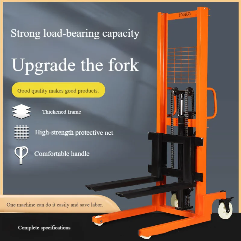 

Manual/Electric Hydraulic Forklift 1-2 Ton, Lifting Pallet Stacker with Cylinder for Loading and Transport
