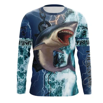 Men’s 3D Shark Print Long Sleeve Streetwear 1