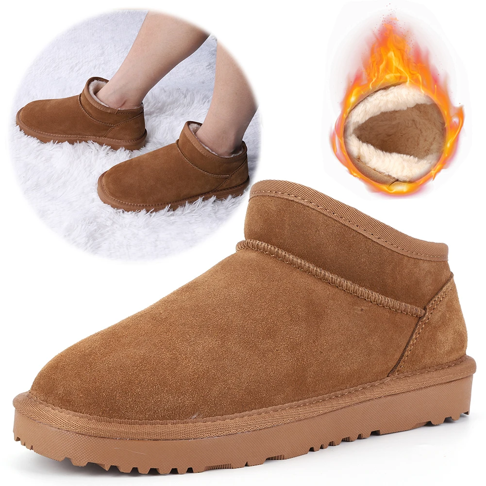 

Женские зимние ботинки, короткие ботинки без шнуровки, удобные нескользящие ботильоны, ботинки на подкладке из искусственного меха для занятий спортом на открытом воздухе