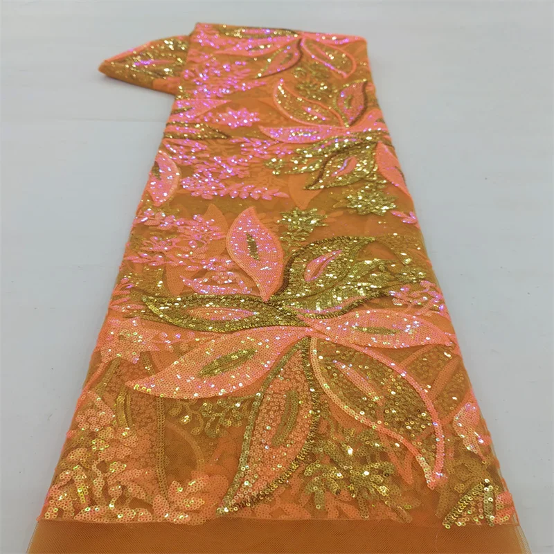 Tela de encaje de red con lentejuelas africanas 2026, encaje francés de alta calidad, encaje de tul nigeriano bordado, 2.5 yardas para coser vestidos de fiesta