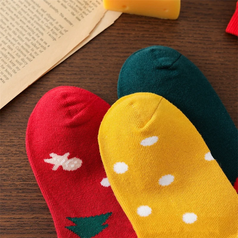 5 Pairs/set Kids Christmas Socks For Girls Boys Winter Cotton Warm Children\'s Short Sock Toddler New Year Gift Santa Claus Socks