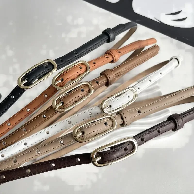 

Новинка 2023, тонкий ремень из воловьей кожи, Женский Регулируемый ремень в Корейском стиле, в комплекте с классической рубашкой, модная Рабочая одежда