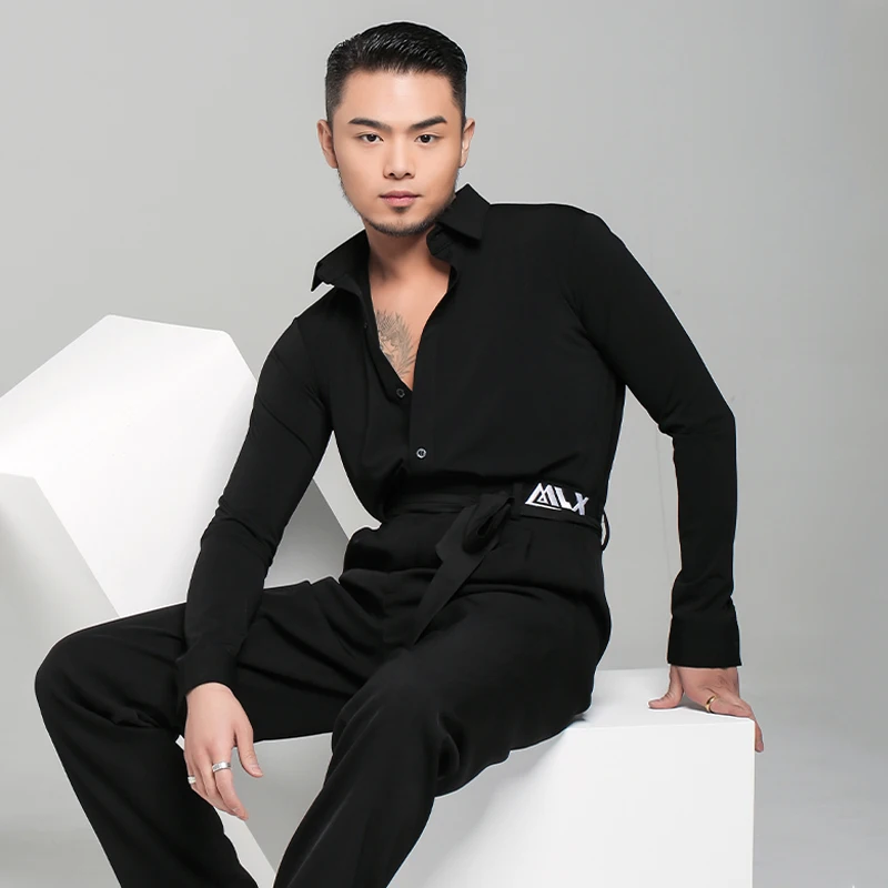 

Ballroom Dance Tops Men Latin Practice Wear Long Sleeve Stage Costume Tango Dance Outfit Modern Dancewear Salsa Clothing JL4302