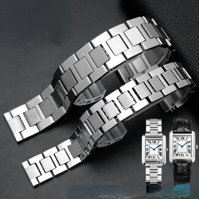 Stainless Steel Watch Strap for Cartier Tank Solo Series Original Classic Look W5200005 Comfortable Breathable Band Accessories