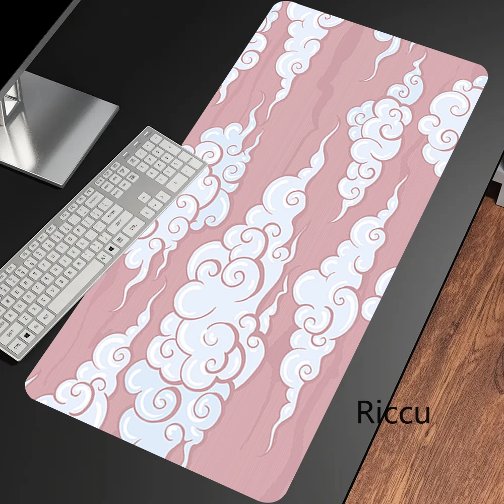 Chinese Style Mousepad Gaming Carpet 90x40CM Keyboard Mouse Mats Gaming Accessories Red Cloud Art Mouse Pad XXL Rubber Desk Mat