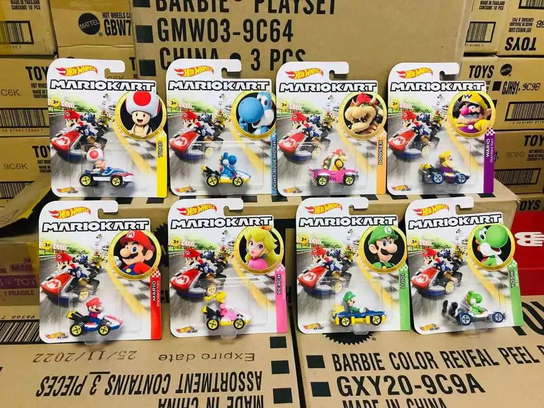Original nuevo Hot Wheels GBG25 Super Mario Bros. película Mariokart coche 1/64 modelo de coche de fundición a presión juguetes regalos sorpresa para niños