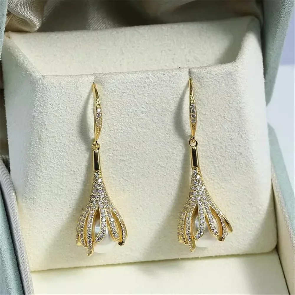 S925 Sterling Silver Pearl Earring Settings DIY Jewelry Making Supplies Blank Earring Posts for Handcrafted Accessories No Pearl