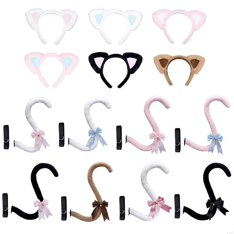 L4me Soft Plush Cats Costume Hairhoop Cats Tail لحفلات الموضوع وتصوير الأحداث