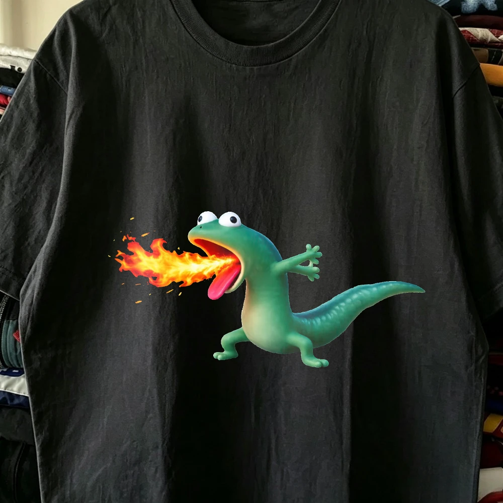 Fire Breathing Dinosaur Cartoon Print Party Clothing Tom The Lizard｜Lizard Lizard Lizard Hoppers Hipster Outfit